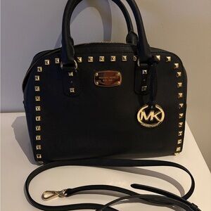 Michael Kors Black Satchel with Gold Accents